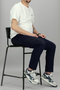 Men's Dark Navy Blue Jogger Pants Sweatpants with Zipper on the Side Pocketed Standard Fit in Cotton Sizes - 7