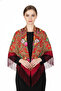- Royal Scarlet Russian Floral Shawl - 2