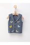 Knitted monkey vest, blue