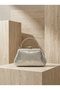 Anthracite Gray Platinum Color Laser Patterned Chain Strap Women's Evening Dress Bag Wedding Engagement Graduation - 2