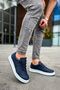 Ch040 C-Rey Men's Casual Lace-Up Leather Sports Sneaker Shoes Cbt - Navy Blue - 4