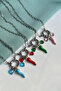 Love & Luck Steel Sailor Clasp Necklace with Pepper and Heart Figures - 3
