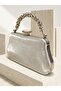 Silver Gray Lame Color Laser Patterned Chain Strap Women's Evening Dress Bag Wedding Engagement Graduation - 3