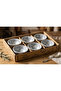 Ceramic 6-Piece Gray Snack Plate Presentation Set, Jam Bowl, Sauce Bowl