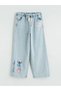 Lcw kids blue wideleg stitch Printed girl's jean pants