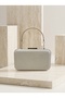 Silver Gray Lame Color Laser Patterned Chain Strap Women's Evening Dress Bag Wedding Engagement Graduation - 3