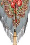 - Heritage Grey Shawl with Fringes – Traditional Russian Print - 3