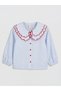 Lcw Kids Blue Peter Pan collar Striped Girl's Shirt and Shorts Skirt - 2