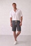 Men's Smoked Muslin Linen Shorts 100% Cotton Back Pocketed Full Fit - 3