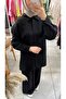1081 Self-Stripe Trouser Suit Black