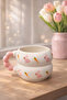 Bead Handle Inside Rabbit De Patterned Zel Embossed Fully Handmade Ceramic Mug - 2