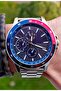 Luxury Men's Wristwatch Silver Color Navy Blue Dial Classic & Sporty Design Gift Boxed - 3