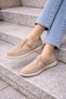 Beige Suede Buckled Women's Ballet Flats Comfortable Sole Casual Mary Janes Women's Shoes - 5