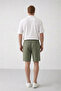 Men's Khaki Muslin Linen Shorts 100% Cotton Back Pocketed Full Fit - 7