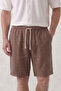 Men's Brown Muslin Linen Shorts 100% Cotton Back Pocketed Full Fit