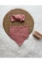 Baby Girl Dusty Rose Rib Knit Hair Band and Muslin Scarf Set - 2