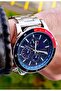 Luxury Men's Wristwatch Silver Color Navy Blue Dial Classic & Sporty Design Gift Boxed - 4