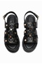 Castle 35355 Women's Black Ring Trocley Gold Detail Thick Sole Sandals Summer Shoes - 6