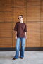 Lace Detailed Asymmetrical T-Shirt - Brown |   D2953 - 2