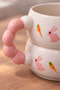 Bead Handle Inside Rabbit De Patterned Zel Embossed Fully Handmade Ceramic Mug - 3