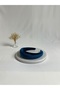 Petrol Blue Thick Curved Velvet Crown Hair Band - 3