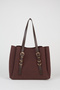 Women's Bitter Brown Rose 3-Compartment Nubuck Leather Snap Closure Design Strap Handbag and Shoulder Bag