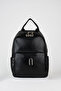 Women's Penguin Black 2 Compartments 2 Sides Pocketed Faux Leather Zipper Closure Travel & Daily Use Backpack - 2