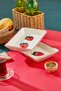 Çilek Patterned Ceramic Breakfast Presentation Plate Set of 2 Rectangular Kayık Set Colorful Snack Plate - 4