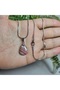 Rodokrozite Steel Chain Natural Stone Necklace-12- (Handmade Design Products) - 4