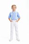 Boy's April 23 October 29 Blue Sleeve Fold Shirt - White Pants - White Suspender Bow Tie Set