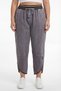 Women's Black Summer Pants Drawstring Waist , Ribbed and Elastic Hem Detail - 3