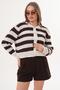 Women's Striped Patterned Button Closure Knitwear Knitted Cardigan 260436 - 265261