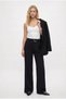 Women's Tonny Belt Pack High Waist Wide Leg Woven Palazzo Black Trousers - 2