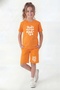 Round Neck T-Shirt and Colorful Capri Pants with Print Detail for Girls - 2
