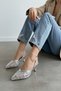 Fest Silver Lace Bead Embellished (8 cm Heeled) Pointed Toe Daily Heeled Shoes - 2