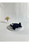 Navy Blue Double Crepe Bow Crown Hair Band - 2