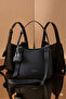 Just & Polo Women's Black Shoulder Bag - Hobo Model with Wide Logo Strap and Mini Wallet 7023 - 4