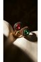 Bronze Jewelry Authentic Red Green Crystal Stone Tulip Model Front Adjustable Vintage Women's Ring - 3