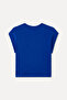Women's Blue Low Sleeve Crew Neck T-Shirt - 5