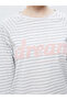 Lcw Dream Gray Crew Neck Embroidered Women's Pajama Set - 4