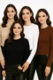 Women's 4-Pack Crew Neck Long Sleeve Stretch Fabric Basic Body - 6
