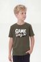 Boy's Round Neck Short Sleeve T-Shirt with Print Detail - 2