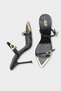 Women's Pointed Toe Gold Buckle Detail Daily Heels Slipper Stella Black Crocodile - 5