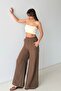 Women's Brown Muslin Loose-Fit Trousers - 7
