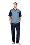 Men's 3-Piece Short Sleeve V-Neck Jacquard Combed Cotton Pajama Set (Boxed Product) - 2
