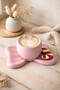 1 Pc Handmade Ceramic Pink Bow Mug with Saucer – Designer Coffee Cup