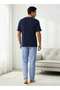 Men Cotton Striped Button Front Nightwear Set - 3
