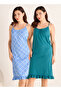 Set of 2 - Midi Slip Dress Strappy Ruffled Hem Cotton
