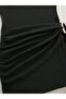 Women's Draped Mock Neck Buckle Detail Zero Sleeve Stylish Mini Dress - 4