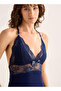 Night Dress Sleeveless with Lace Detail and Thong - 4